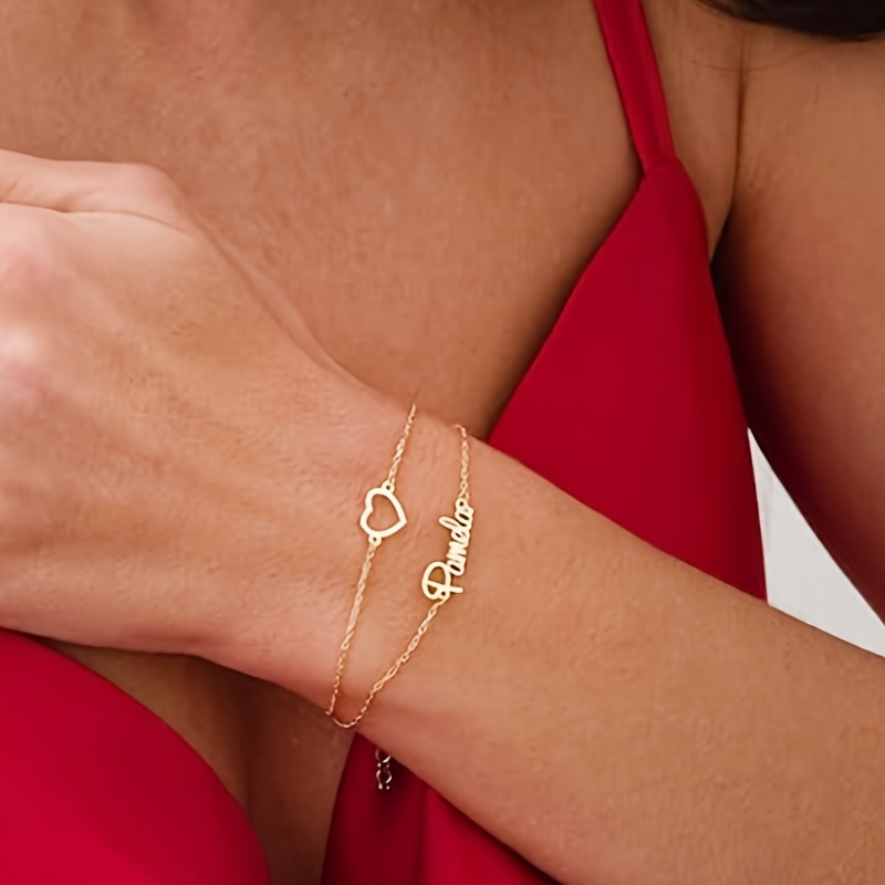 Personalized Double Chain Name Bracelet for Women & Men, Custom Engraved